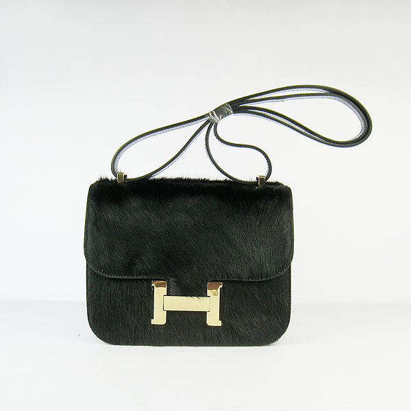 7A Hermes Oxhide Leather Message Bag Black H017